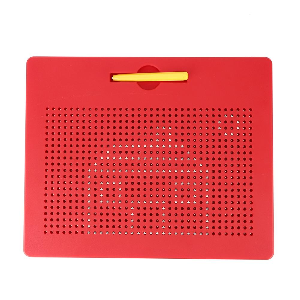 714pcs Magnetic Beads Drawing Writing Pad Sketch Board with Pen Kids Educational Toys (Red)