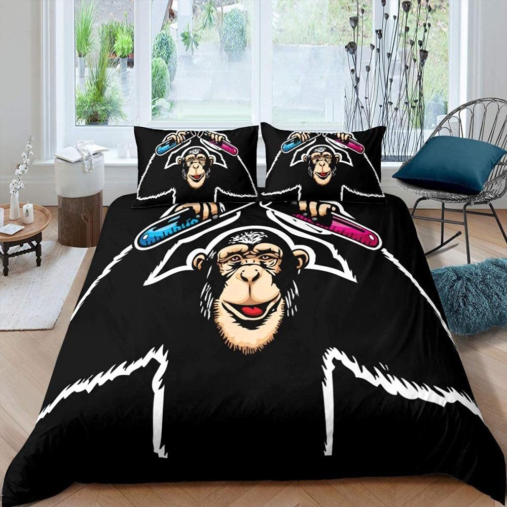 Comforter Orangutan Cute Monkey Bedding Set Palm Leaves Tropical Botanical Primitive Animal Comforter/