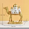 Camels Figurine with Mosque Tower Resin Camels Statue Ornament for Ramadans Eid Mubarak Home Decors Collectibles Gift
