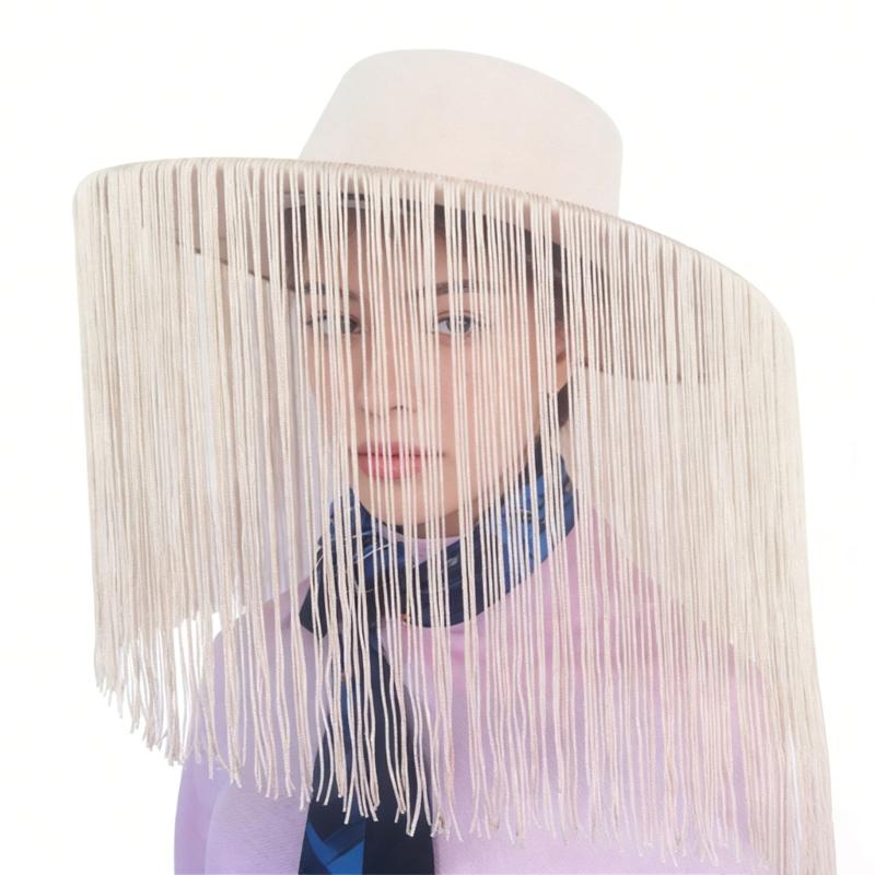 

Stylish Cowboy Hats Decorative Fringe Breathable Cloth Comfortable Fit Western Party Prom Festival Accessory абрикосовий