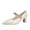 Retro chain word with versatile square head temperament high heels women's thick heel single shoes spring and autumn