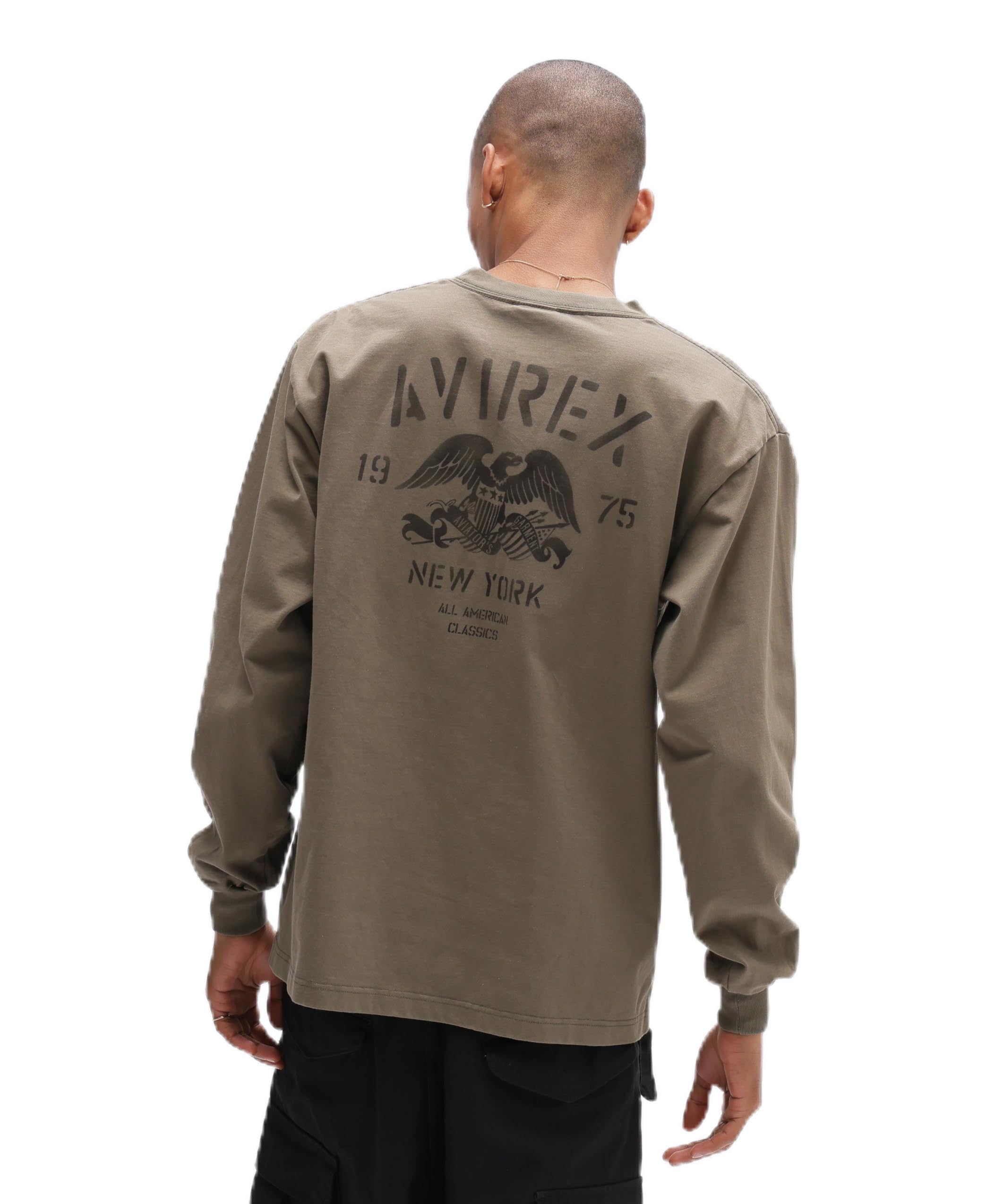 Avirex STENCIL L/S T-SHIRT, Men s XL, 310, Olive, 783-6130006