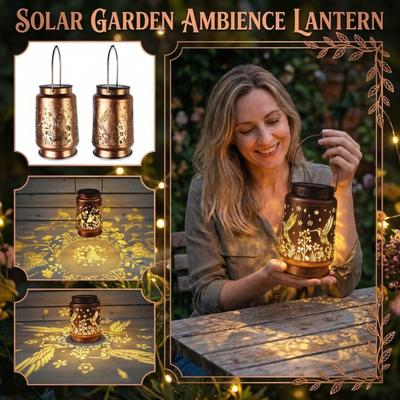 Solar Powered Outdoor Lantern Garden Patio Yard Decorative Light Metal Hanging Lantern for Outdoor Use with Solar Panel and Handle