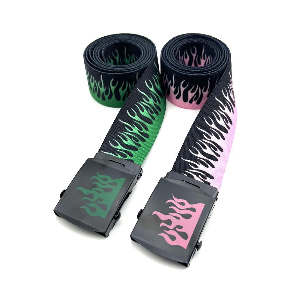 Korean Trend Men's Canvas Flame Belt - Hip Hop Style