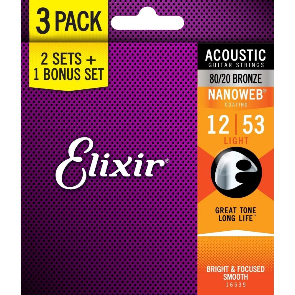 

Elixir 2 +1 Nanoweb 8020 Light .012 .053 16539 11052 [] Набор струн для акустической гитары Elixir
