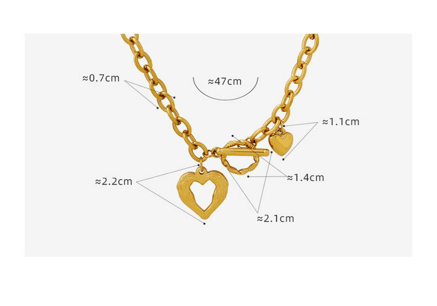 Marka 18k Gold Heart Necklace: French Style, Hollow Design, OT Clasp, Women's Titanium Steel Clavicle Chain (P1045)