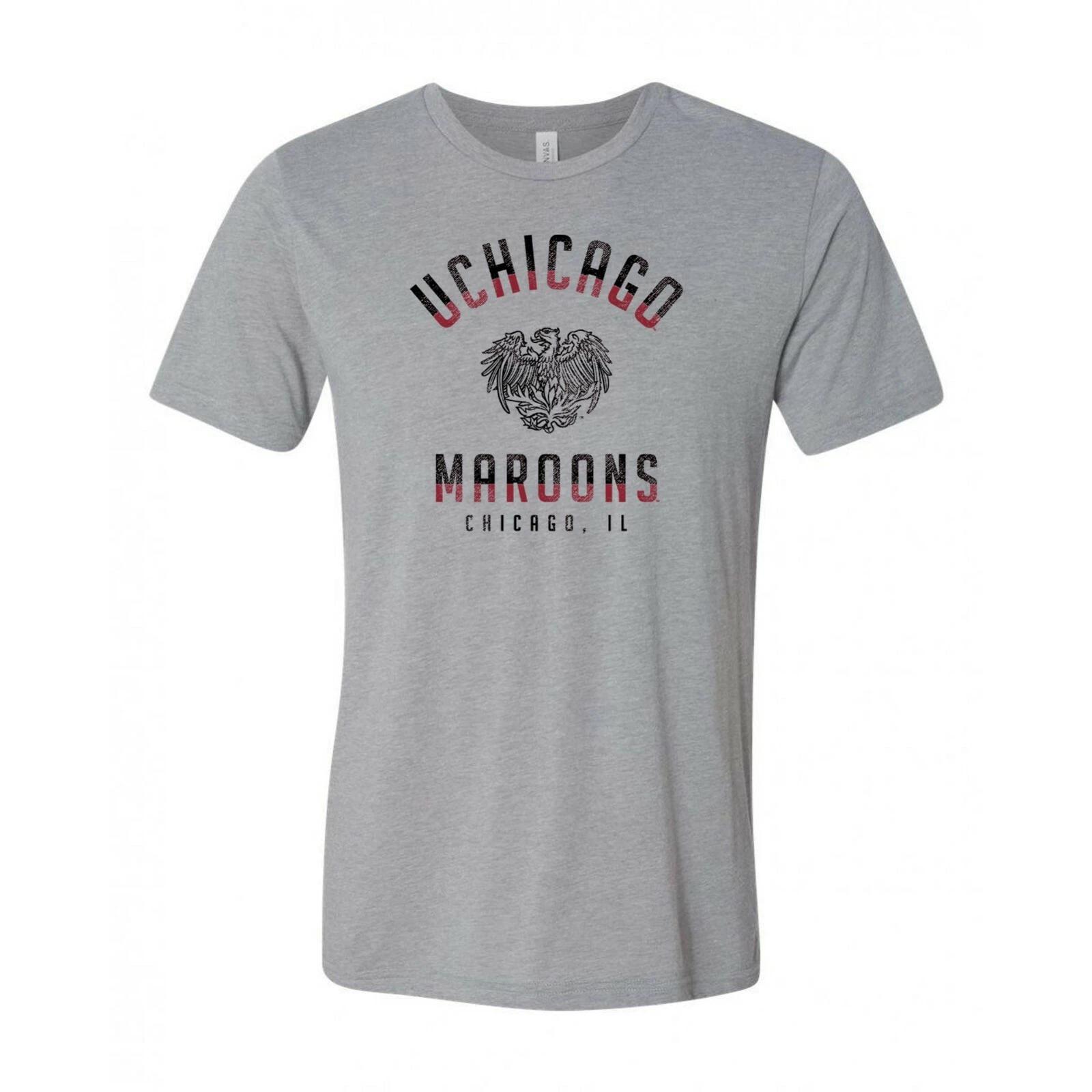 UChicago Maroons Division Arch Triblend T Shirt - Athletic Grey XL