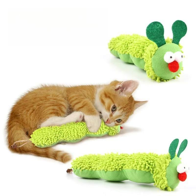 Cat Toy with Gall Caterpillar Stuffed Toy Scratch Bite Resistant Stuffed Catnip Soft Plush Material Molar Cleaning Kitten Toy
