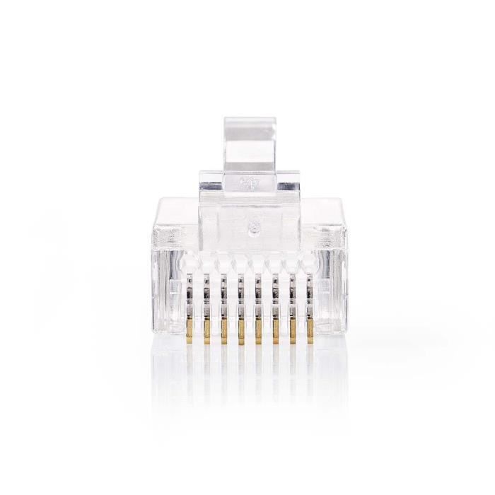 Connecteur RJ45 - NEDIS - CCGB89330TP - Solide UTP CAT5 - Plaqué or - Transparent