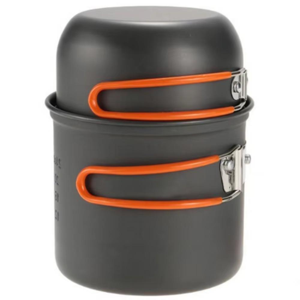 

Kettle Outdoor Cookware Set with Mesh Bag Picnic Pot Set Camping Tableware Kitchen Equipment оранжевый/серый