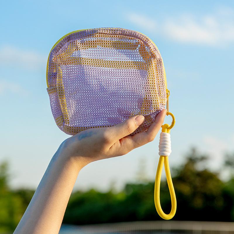 Lightweight Mesh Makeup Bag Travel Portable Cosmetic Storage Bag with Zipper Square Wash Bag Multi-purpose Sundries Storage Bag