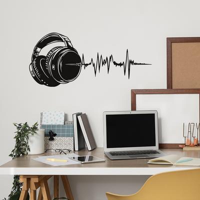 Schwarzer Kopfhörer Sonic Kabel Schlafzimmer Wohnzimmer Arbeitszimmer Zuhause Hintergrund Verschönerung Wandaufkleber