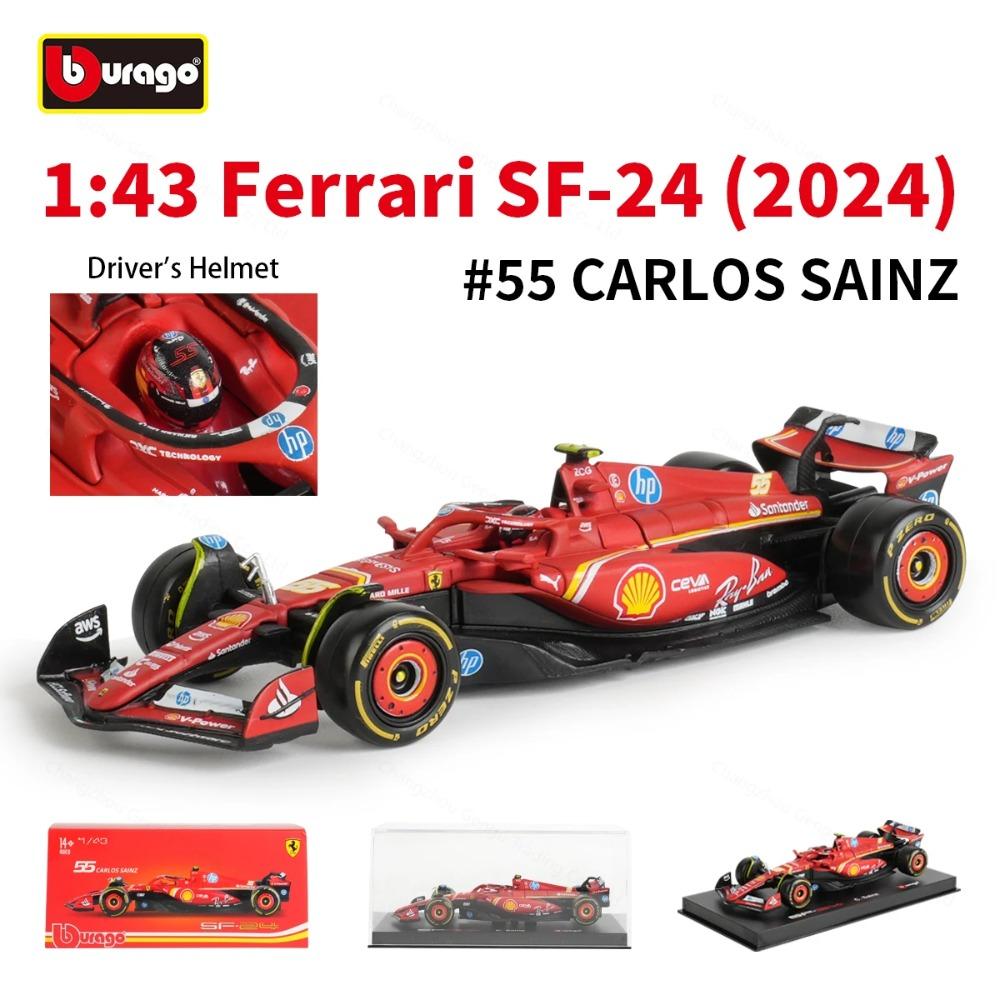 Bburago 1:43 Ferrari SF24 2024 Miami GP F1 Formula Racing Car Static Simulation Diecast Alloy Model Car Acrylic Box
