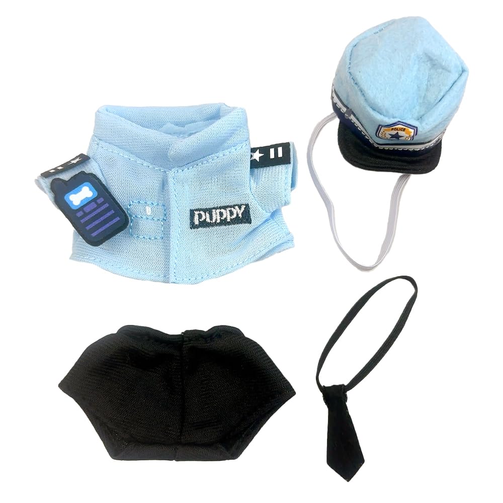 Shirt, tie, hat, pants, and walkie-talkie set [Police] for 10cm plush toy, kigurumi, accessories, otaku activities, doll, mascot, kpopdoll costume