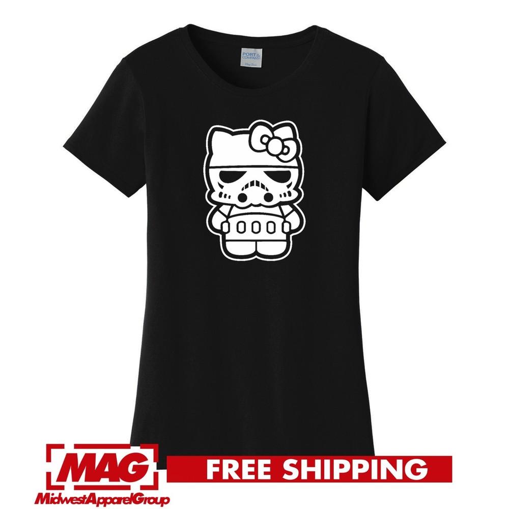HELLO STORMTROOPER BLACK LADIES T-SHIRT Star Wars Kitty Parody Tee Tshirt Vader Unisex T-Shirt M