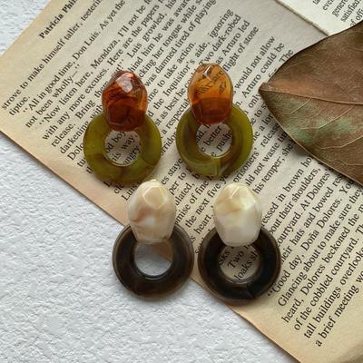 Delicate Non-Fading Acetic Acid Plate Large Stud Earrings Women'S Earrings Personality Atmosphere Niche Design Sense Earrings Non-Fading