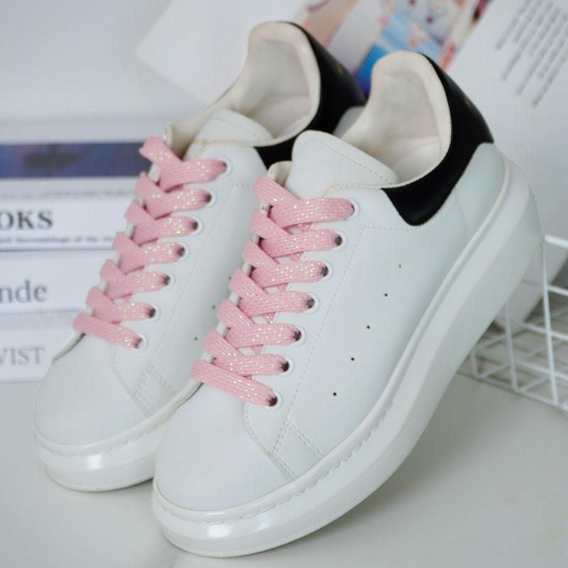 1Pair Flat 1.2CM Shoelaces Width Gold Silver Shoelace Glitter White Lace Colorful Bright Silk Casual AF1/AJ Shoes Sport Laces