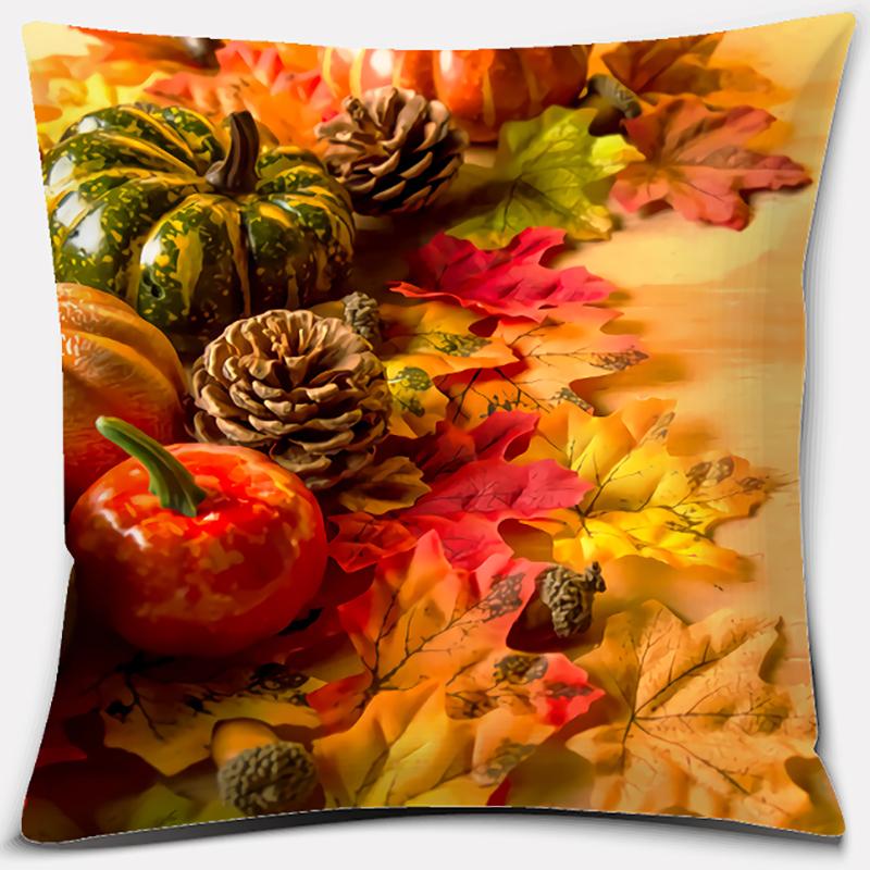 Pumpkin Halloween Thanksgiving Printing Series Pattern Pillowcase Square Pillowcase Home Office Decoration Pillowcase