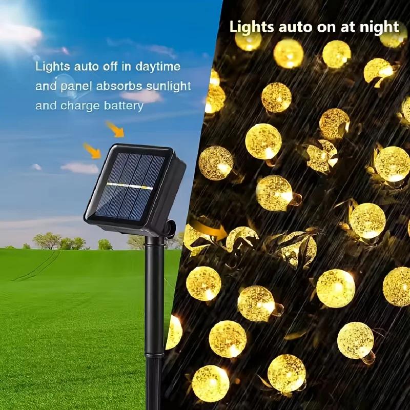 Waterproof Solar Crystal Ball String Lights 20/30/50/100 LEDs 8 Modes for Outdoor Garden Wedding Christmas Party Decoration