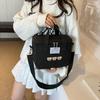 Embroidered Teddy Bear Double Zipper Messenger Bag Simple Square Shoulder Bags