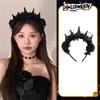 Gothic Black Rose Lace Crown Dark Style Halloween Hair Hoop  Halloween Cosplay