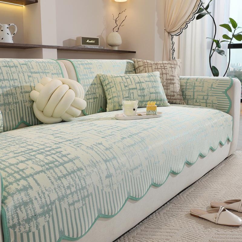 Cool Mat Sofa Cushion  New Summer Ice Silk Sofa Straight Row Light Luxury Seat Cushion Non-Slip Machine Washable