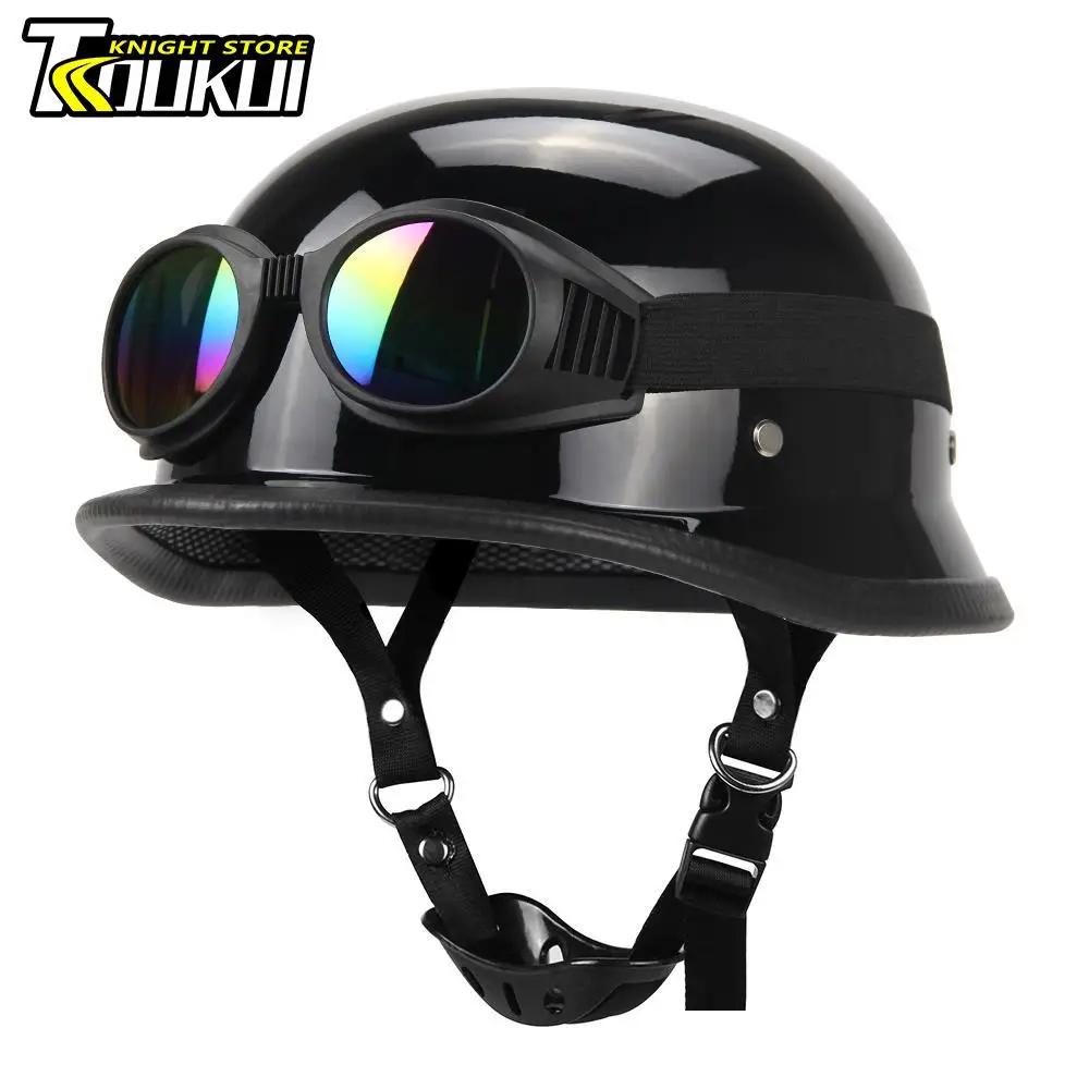 German Vintage Motorbike Helmet DOT Certification Half Helmet Retro Motorcycle Helmet Fashion Capacete De Moto Men Women
