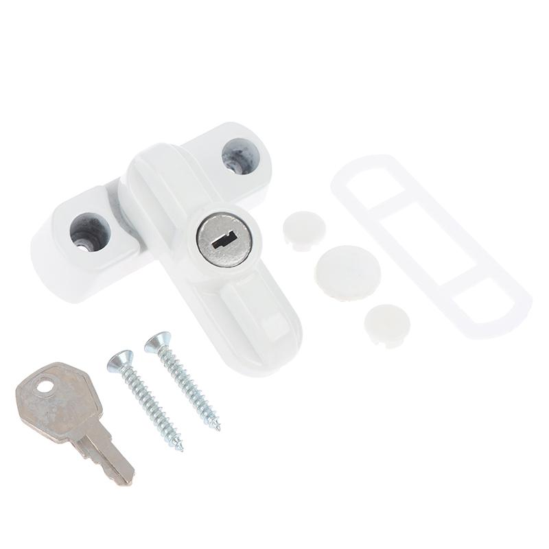

Plastic Steel T-Locks With Key External Window Lock Buckle Door Safety Sash Jammer Security Restrictor Lock Anti Theft Locks белый
