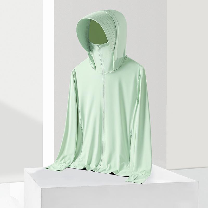Raw yarn sunscreen clothing women's removable brim men's ice silk UPF + UV protection outdoor fishing sunscreen clothing