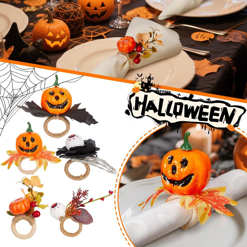 Halloween Napkin Rings, Maple Napkin Holders Fall Decorative Napkin Grommets For Thanksgiving Halloween Table Decorations