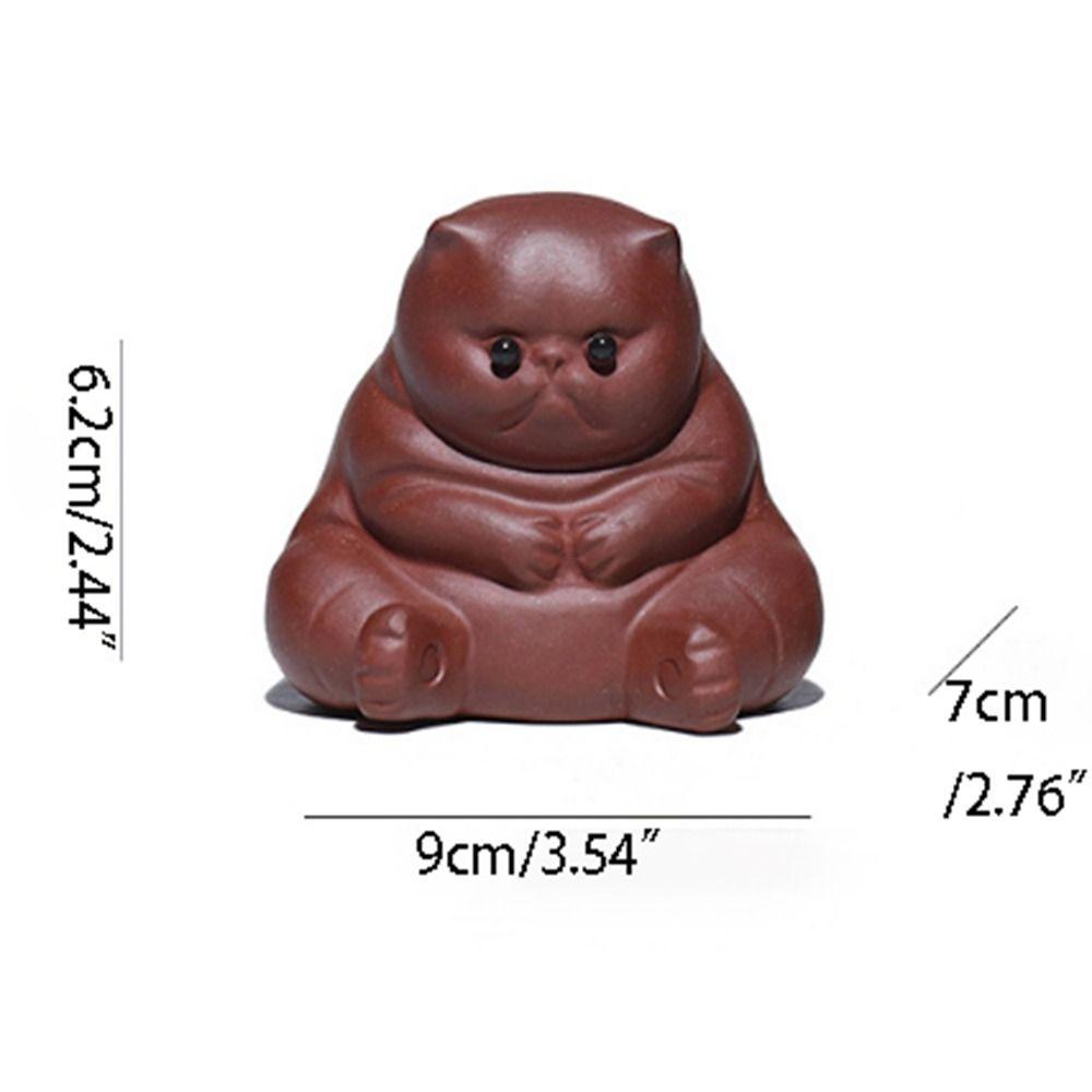 Small Cat Tea Pet Cute Animal Figurines Interesting Purple Clay Cat  Household