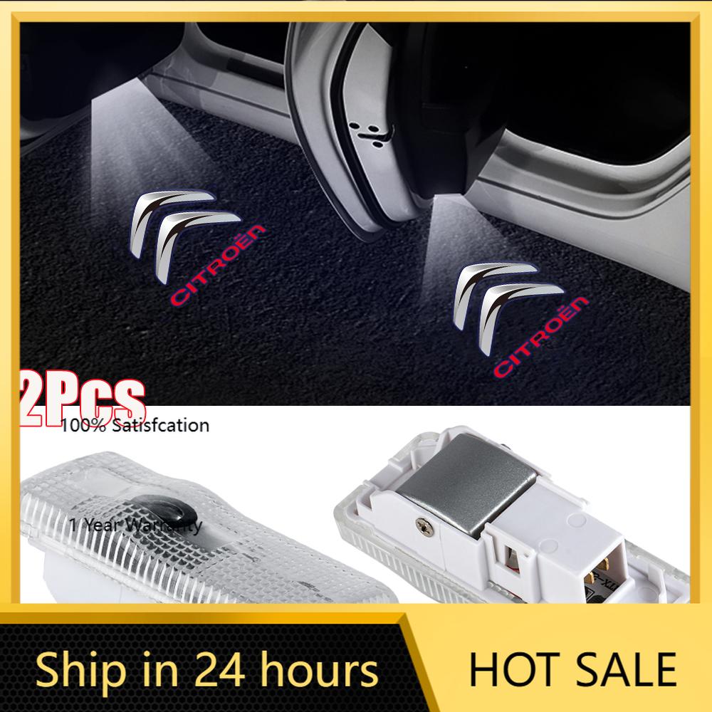 2026 Hot Car Sticker 2Pcs LED Car Door Welcome Lights Logo Projector For Citroen C3 C5 C4 C-QUATRE Ghost Shadow Lamp Courtesy Li