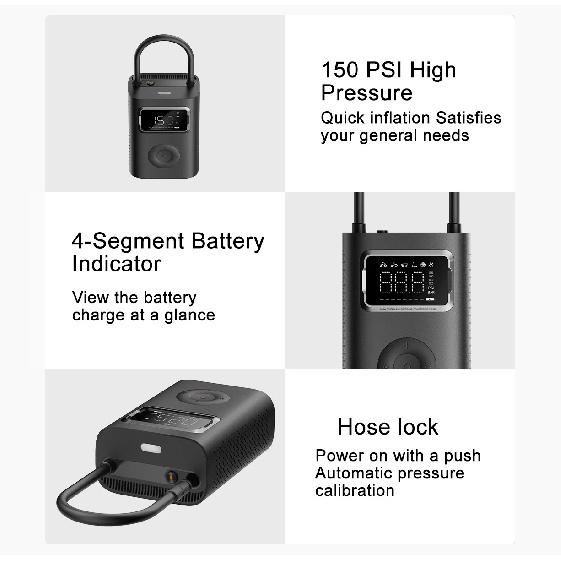 MIJIA Portable Air Pump 2Pro,45S Fast Inflation,Reinflate 16 Tires,Inflation Pressure 150psi,Electric Air Compressor 2Pro