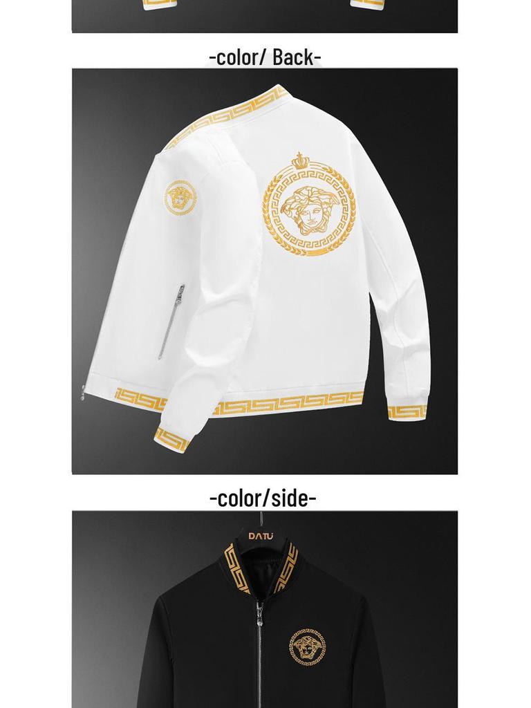 Trendy Men's Embroidered Fashion Jacket - Light Luxury Spring/Autumn Baseball Jacket for Middle-Aged and Young Men