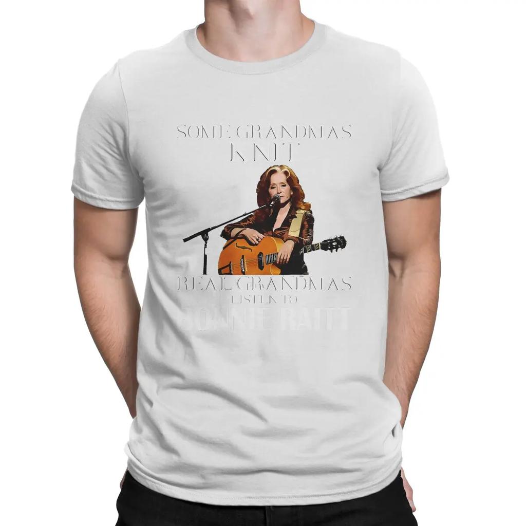 Zingend T-shirt voor Mannen Katoen Vintage T-shirt Ronde Hals Bonnie Raitt Zanger T-shirt Korte Mouw Kleding 4XL 5XL