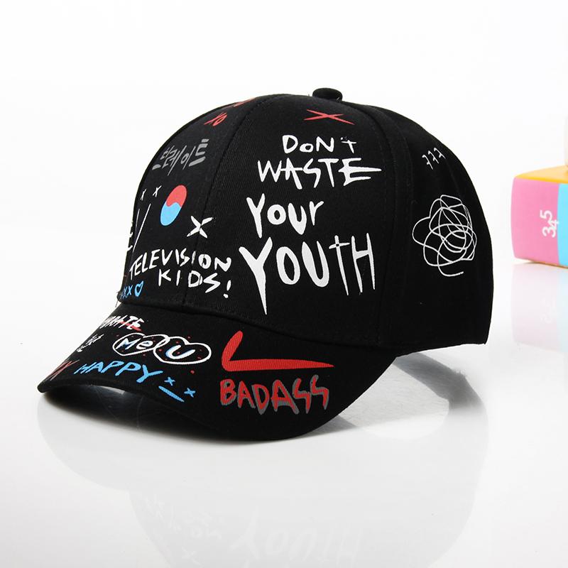 Fashion cotton Graffiti boy girl Baseball caps Children Printed snapback hat Kids Popular hip hop hat Cap hot sell
