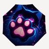 Neon Cat,Paw Print Automatic Folding Umbrella Compact 8 rib Design,Unique Style,Suitable for Everyday Outdoor Use,Perfect Gift for Fri