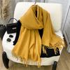 Winter Scarf Women Luxury Autumn Winter Cashmere Scarf Thickened Warm Shawl Classic Tassels Fluffy Scarf Solid Cope Foulard