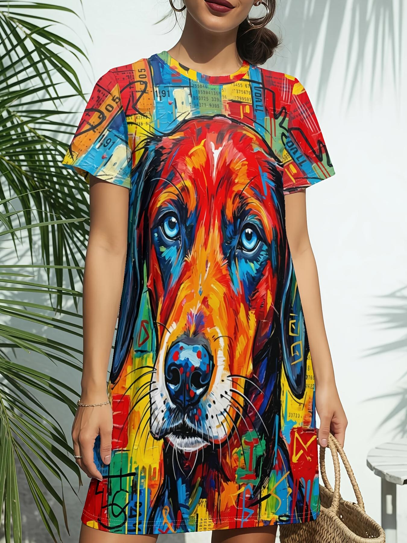 

Women s Short Sleeve T-Shirt Dress with Doberman Print - Crew Neck Casual Summer Dress Suitable for Daily Wear. Dating ; Birthday Gifts. American Styl M дубильна кора