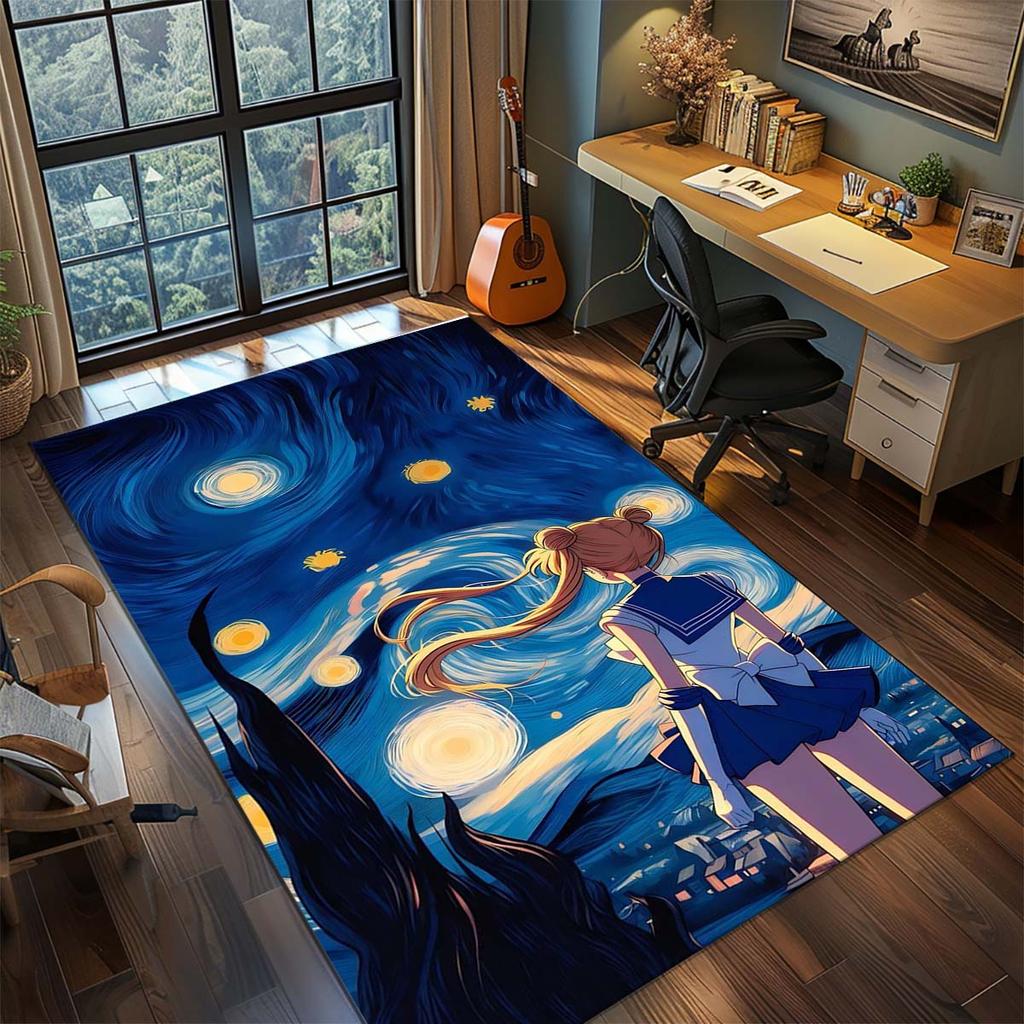 Sailor Moon Anime Rug Carpet Large Area Rug Non Slip Washable Floor Mat Gamer Room Bedroom Home Decor -QJY