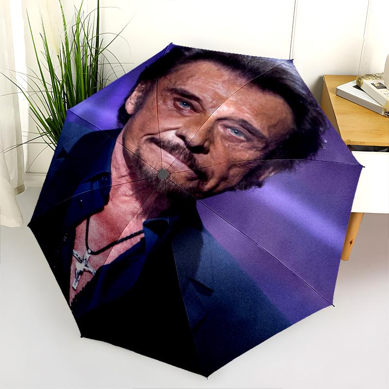 Johnny Halliday Folding Umbrella Travel Durable Travel Printing Sun Umbrella
