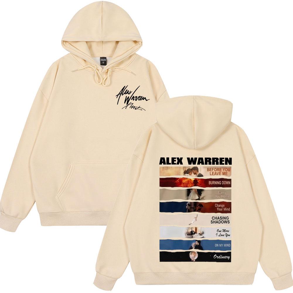 Singer Alex Warren Tour Print Pullover Men Women Fashion Hoodie Winter Loose Casual Gothic Punk Oversizsweatshirts Tops