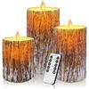 LED Candle Decor Light Flameless Real Wax Battery Operated Electronic Candles With Remote Control Flickering Pillar Bark Candle