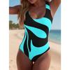 Maillot de bain une pièce sexy à imprimé abstrait d'été, Coupe ajustée et amincissante, Dos en U profond, Maillot de bain tendance accrocheur pour la plage, la piscine et les vacances