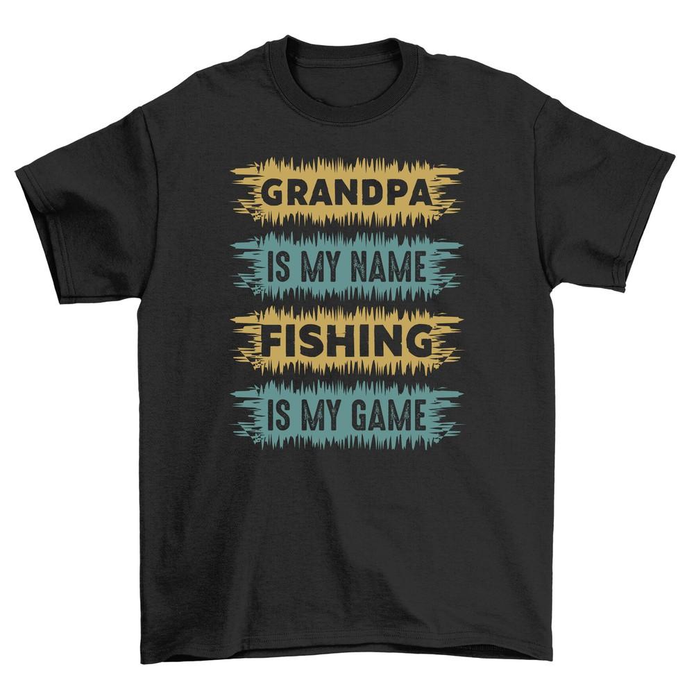 Grandpa is my Fishing Name Funny T-Shirt - Level 4 Grandpa Gamer. Ideal for Cast