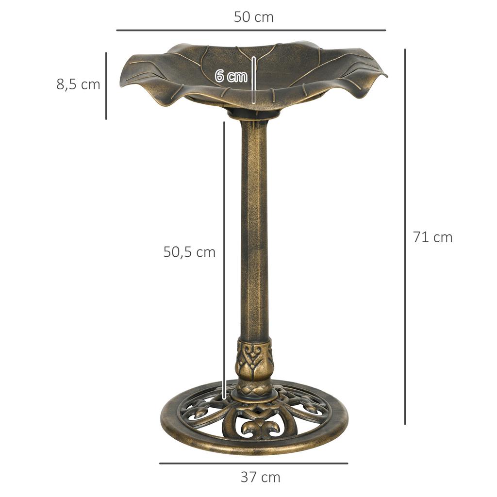 71cm Bird Bath for Garden. Standing Pedestal Birdbath with Lotus Leaf Basin. Vintage Decorative Bird Bath Bowl for Outdoor. Bronze Tone
