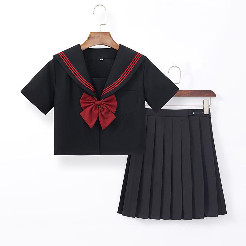 Einheitliches Rotes Sanben Matrosenuniform Schulangebot Rock Echtes Set College-Stil Faltenrock