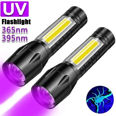 395nm UV El Feneri Siyah Işık Yakınlaştırılabilir USB Şarj Edilebilir UV Işık Evcil Hayvan İdrarı Tespiti Reçine Kürleme için Ultraviyole El Feneri