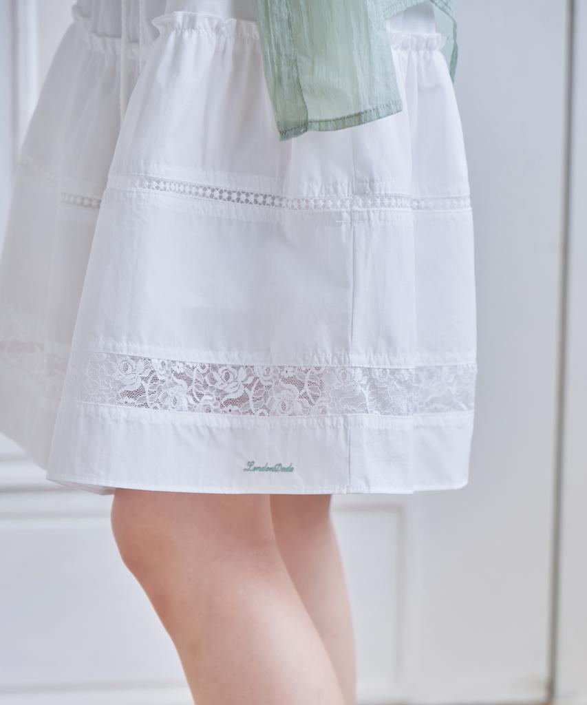Leondeondada Lace Flare Midi Skirt, White