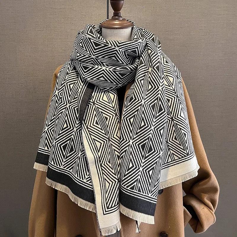 Nový Zimný Hrejivý Kašmírový Šál Dámsky Šál Pashmina Hrubý Šál Deka Bufanda Cestovný Šál Dámsky Vzorovaný Šál